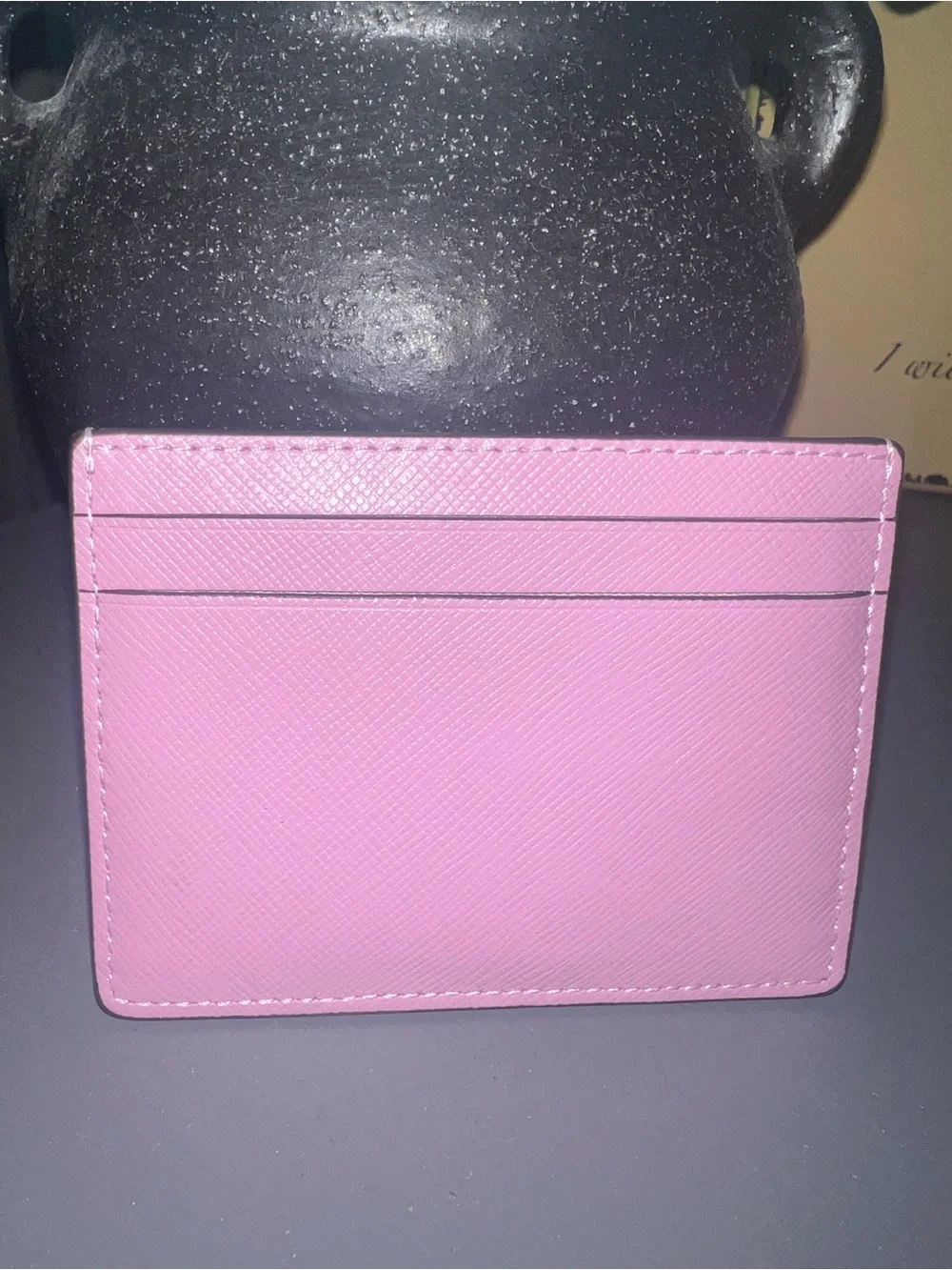 kate spade Pink Saffiano Leather Card Case with Gold Logo